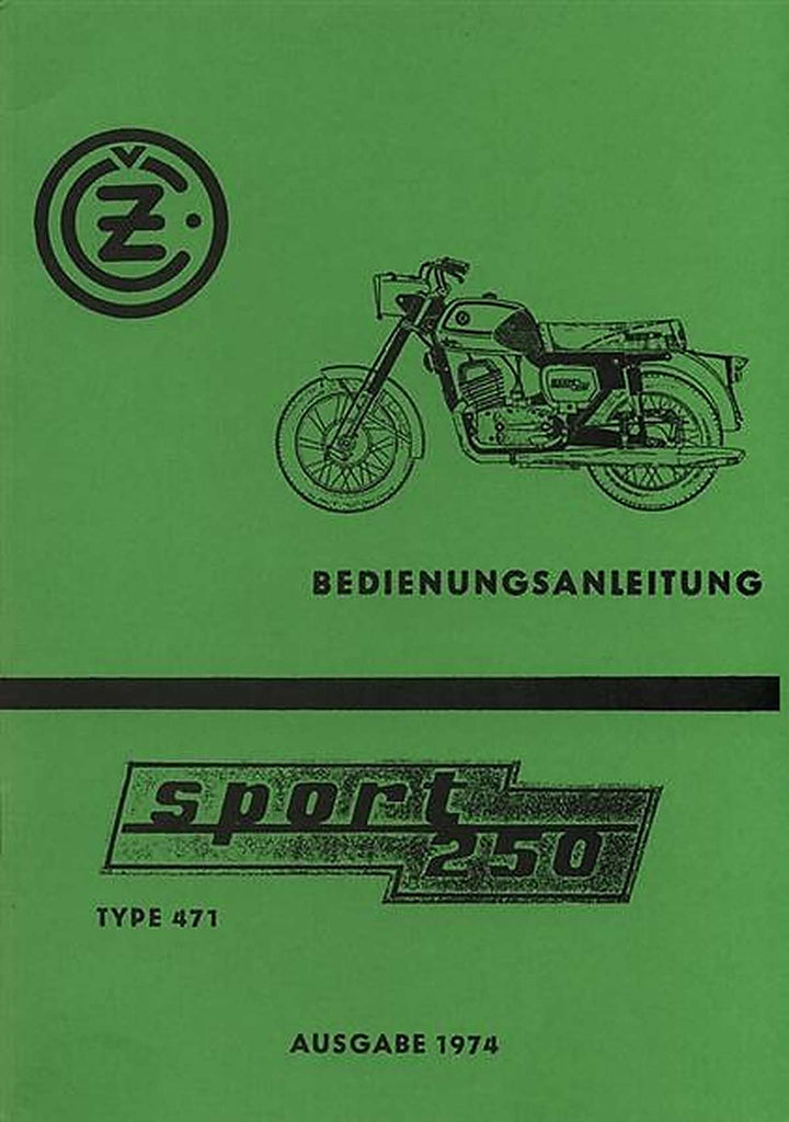 CZ Motorrad Sport 250, Typ 471, Betriebsanleitung, Buchcover
