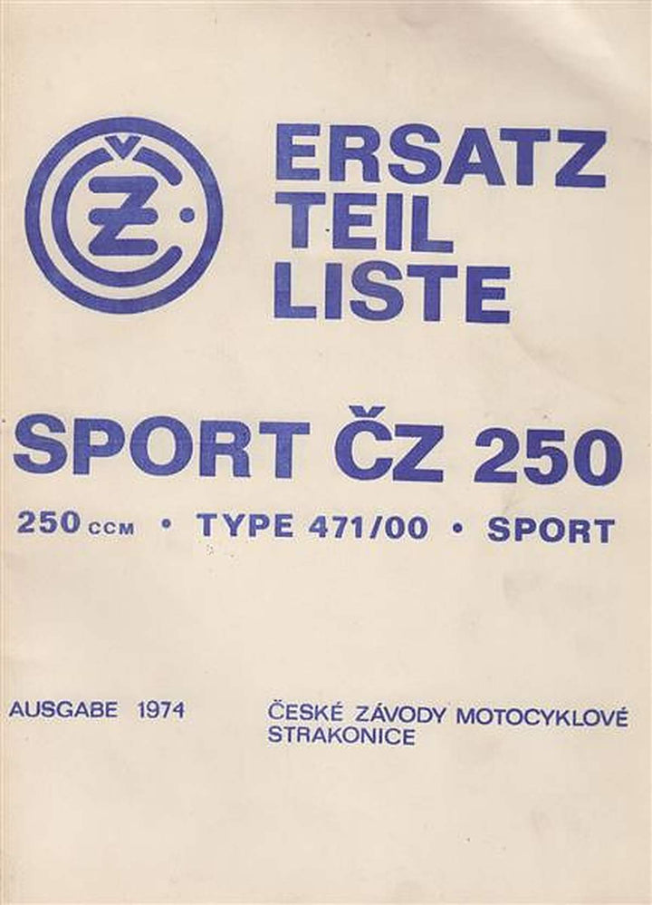CZ Sport 250, Typ 471 Sport, Ersatzteilliste, Buchcover