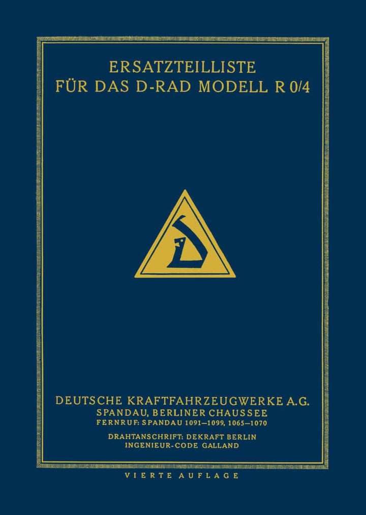 D-Rad R0/4 Ersatzteilkatalog, Buchcover