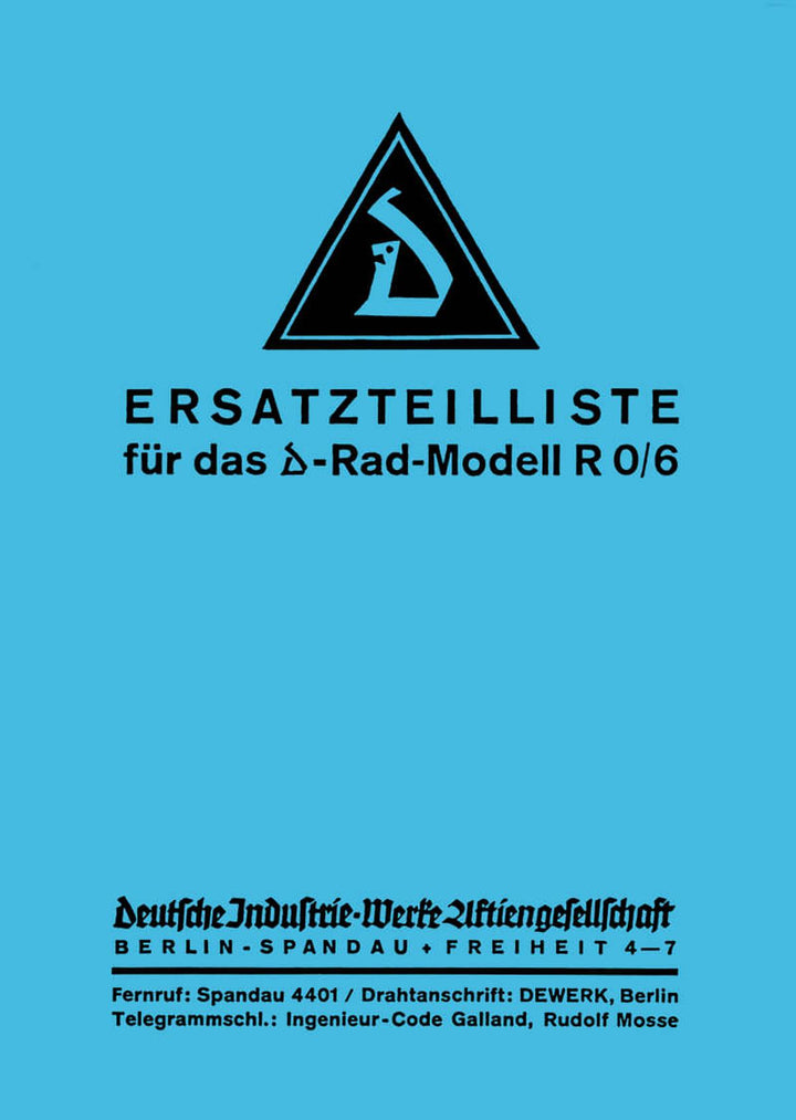 D-Rad R0/6 Ersatzteilkatalog, Buchcover