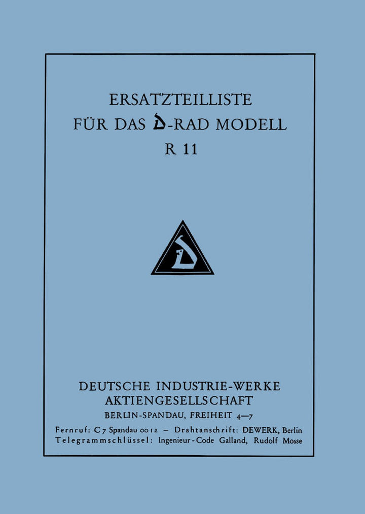 D-Rad R11 Ersatzteilkatalog, Buchcover