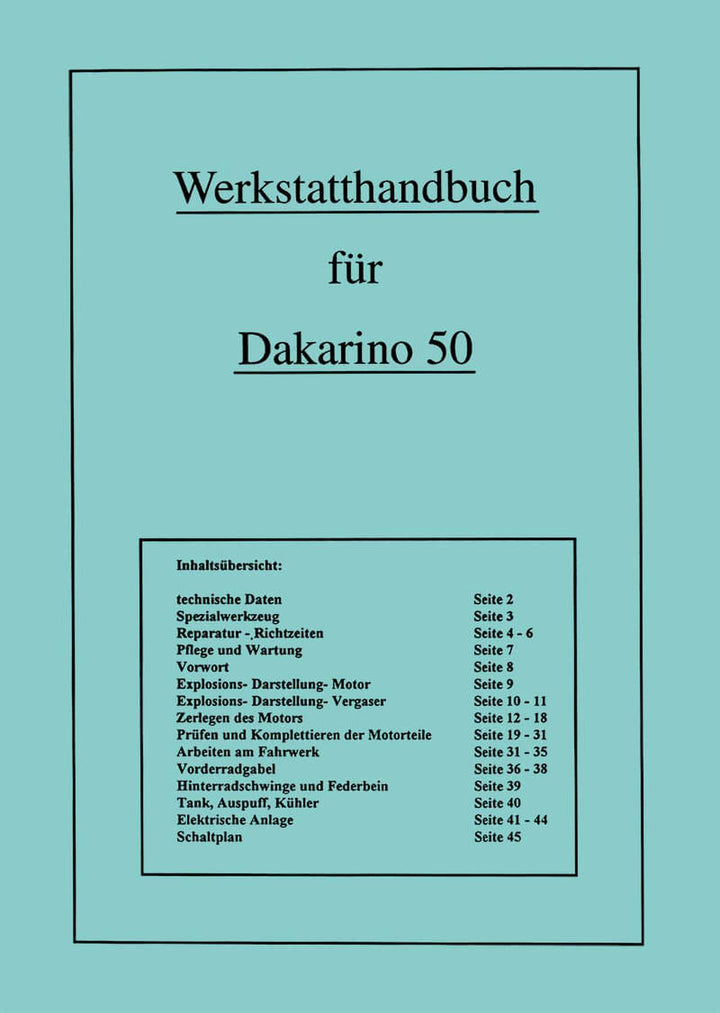 Macal Dakarino 50 Wekstatthandbuch, Buchcover