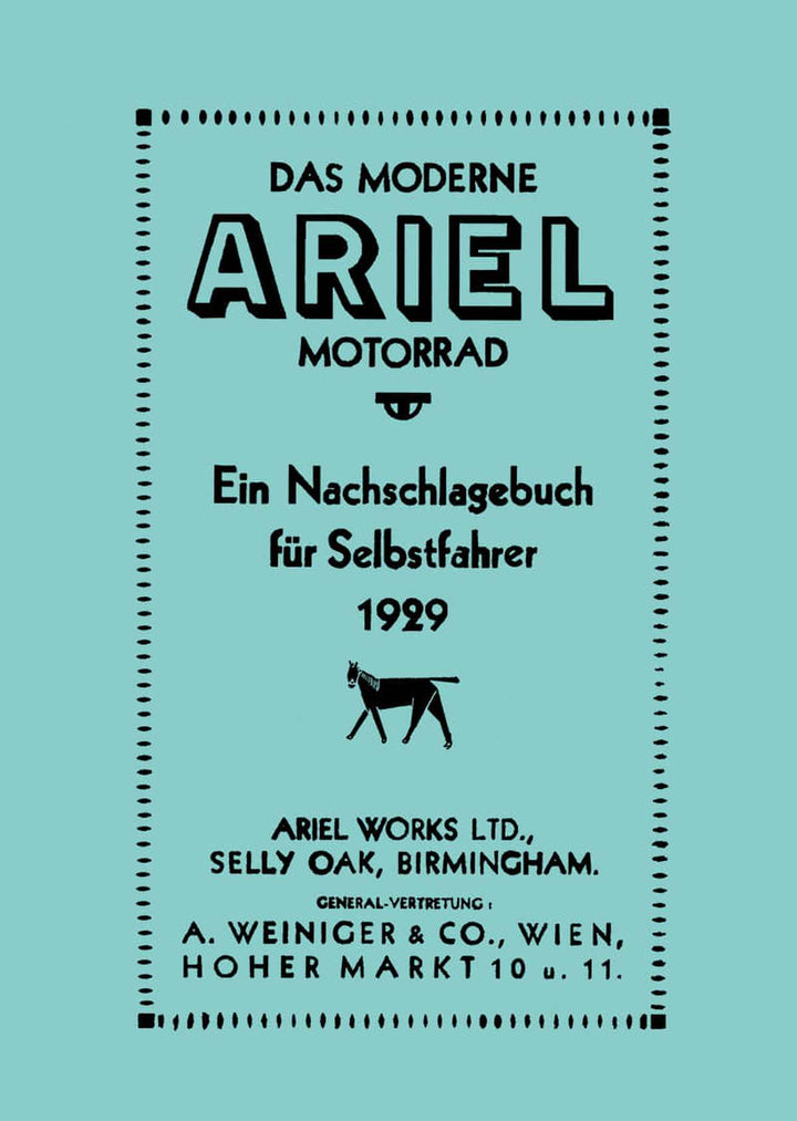 Ariel "Ein Nachschlagebuch für Selbstfahrer 1929", Buchcover