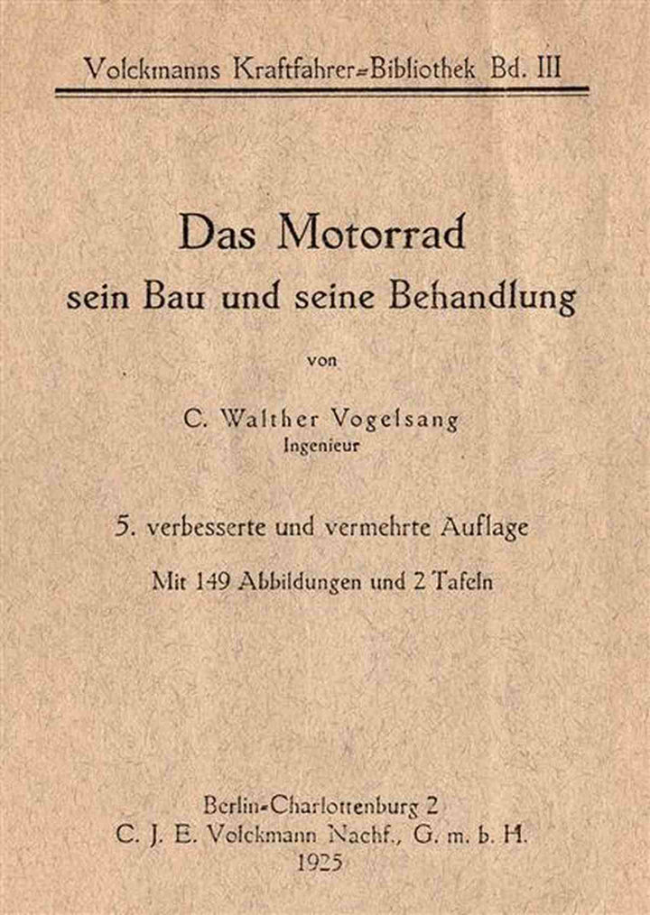 Das Motorrad sein Bau und seine Behandlung, Buchcover