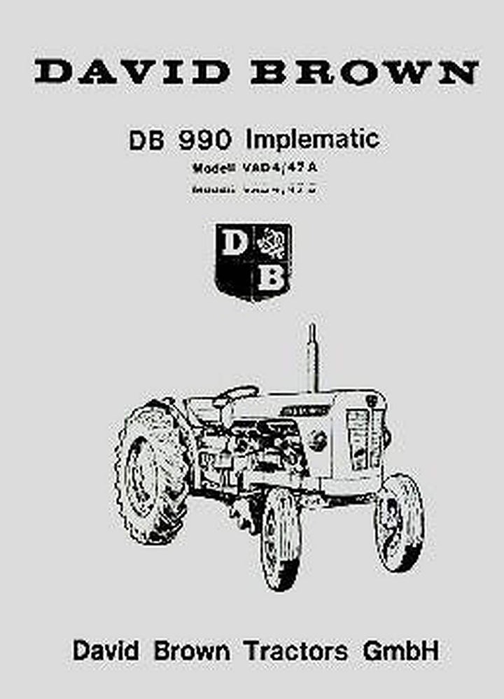 David Brown 990 Implematic, Mod. VAD 4 /47 A, Mod. VAD 4 /47 B, Ersatzteilkatalog, Buchcover