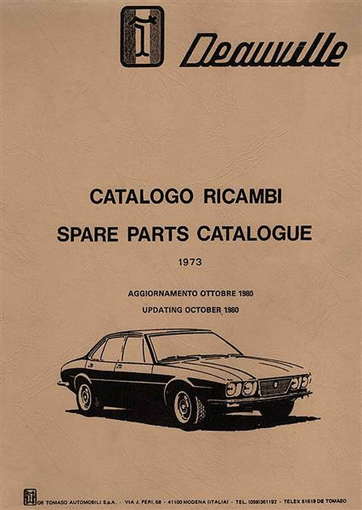 De Tomaso Deauville Modelle 1973-1980 Ersatzteilkatalog, Buchcover