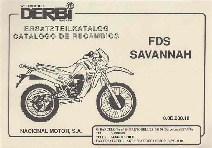 Derbi FDS Savannah, Ersatzteilkatalog, Buchcover