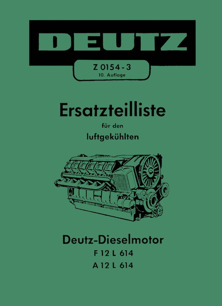 Deutz F12L614 und A12L614 Dieselmotor Ersatzteilkatalog, Buchcover