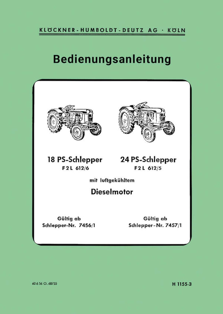 Deutz F2L612/6 und F2L612/5 Bedienungsanleitung, Buchcover