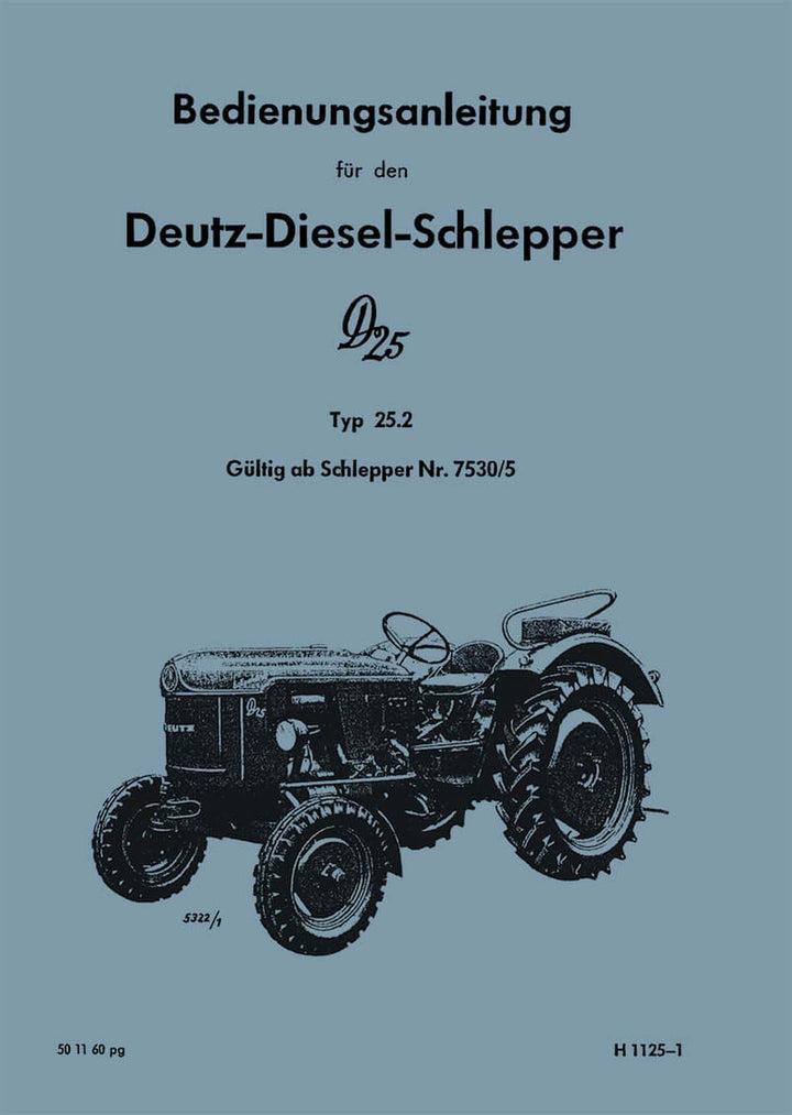 Deutz D25 Bedienungsanleitung, Buchcover