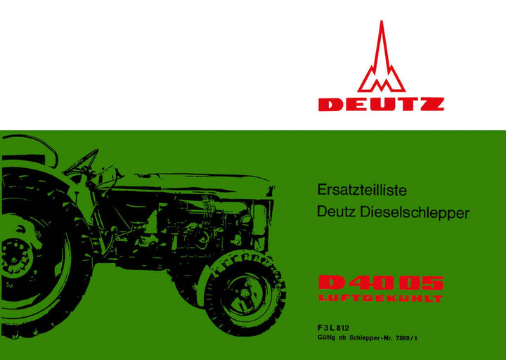 Deutz D4005 Dieselschlepper Ersatzteilkatalog, Buchcover