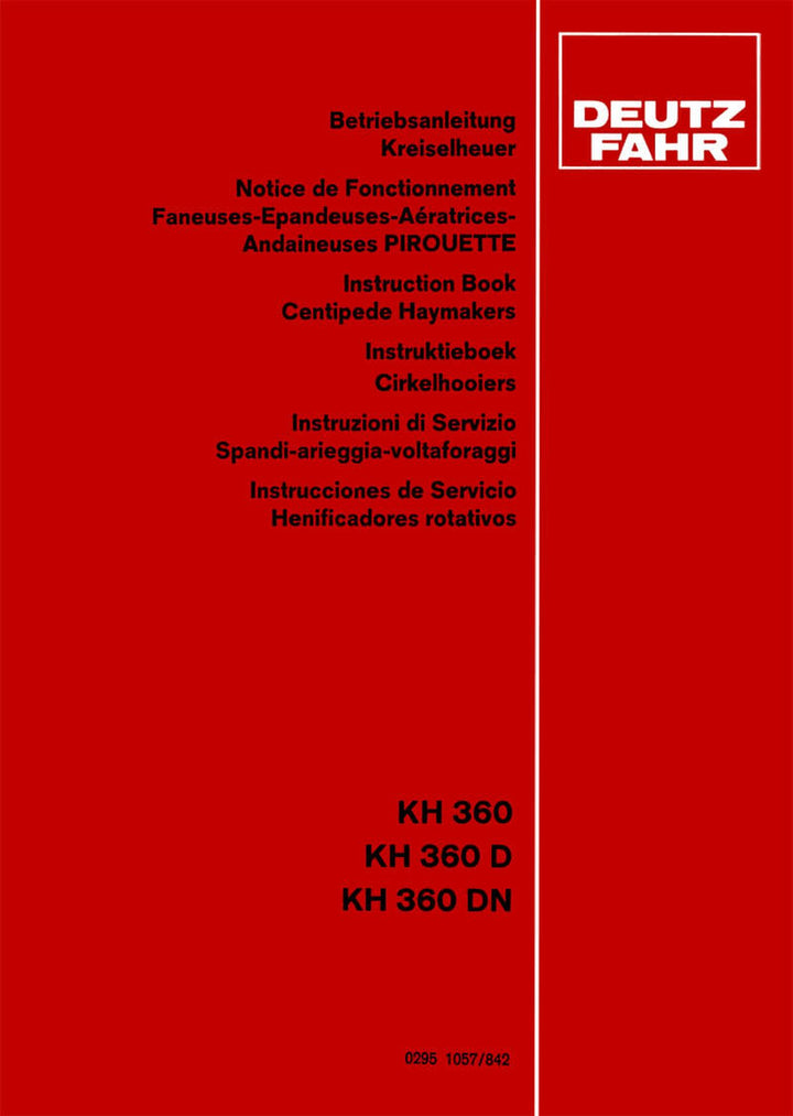 Deutz Fahr KH360 KH360D KH360DN Betriebsanleitung, Buchcover