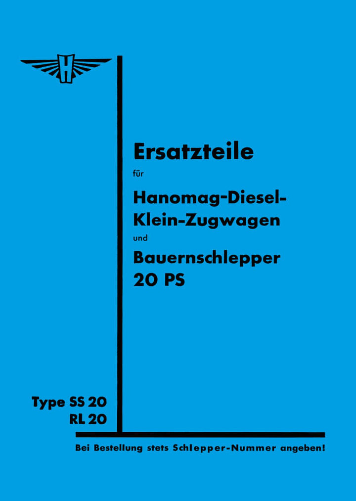Hanomag SS20 und RL20 Ersatzteilkatalog, Buchcover