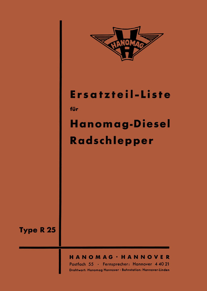Hanomag R 25 Diesel-Radschlepper Ersatzteilkatalog, Buchcover