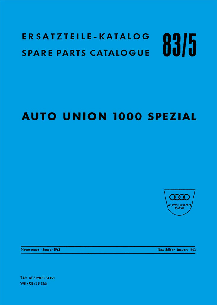 Auto Union DKW 1000 Spezial Ersatzteilkatalog, Buchcover