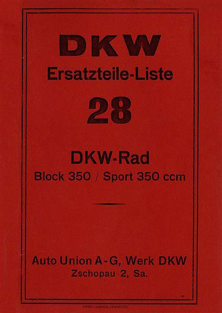 DKW Block 350 und Sport 350 Ersatzteilliste, Buchcover