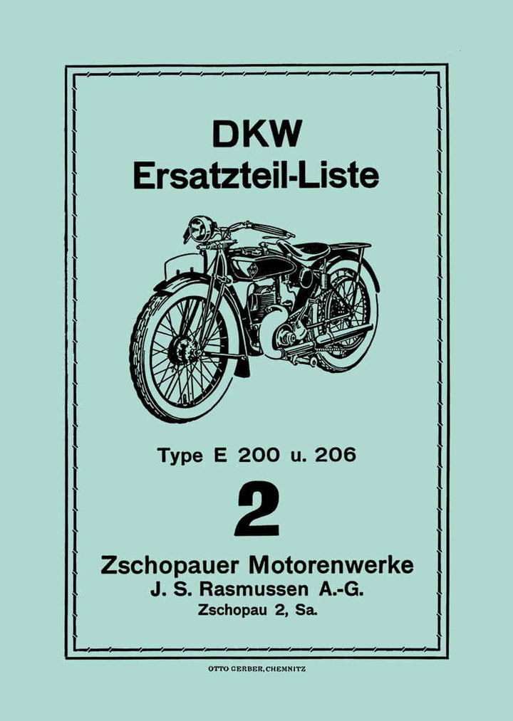 DKW E200 und E206 Ersatzteilkatalog, Buchcover
