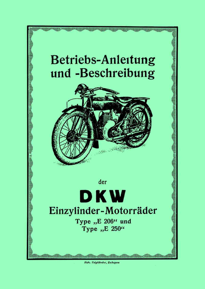 DKW E 206 und E 250 Betriebsanleitung, Buchcover