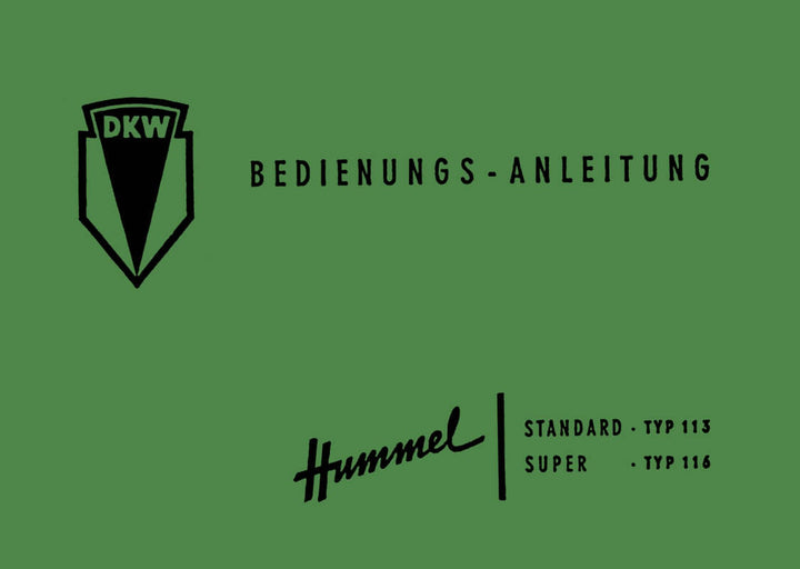 DKW Hummel Standard und Super Betriebsanleitung, Buchcover