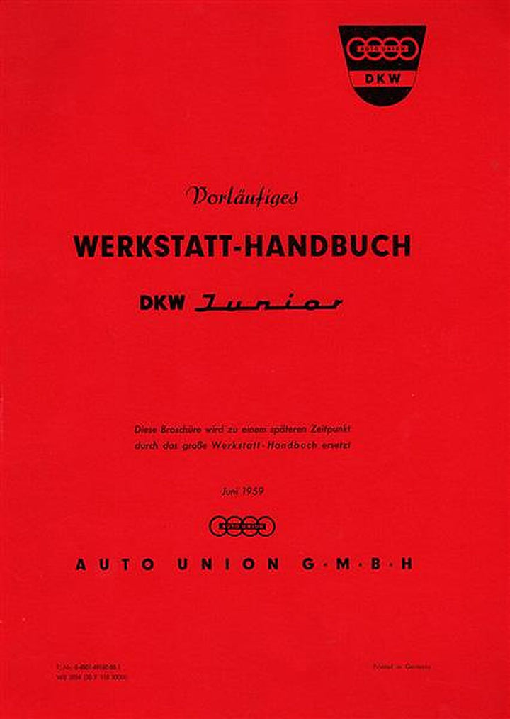 DKW Junior Werkstatthandbuch, Buchcover