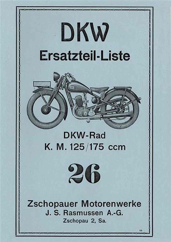 DKW KM125 und KM175 Ersatzteilkatalog, Buchcover