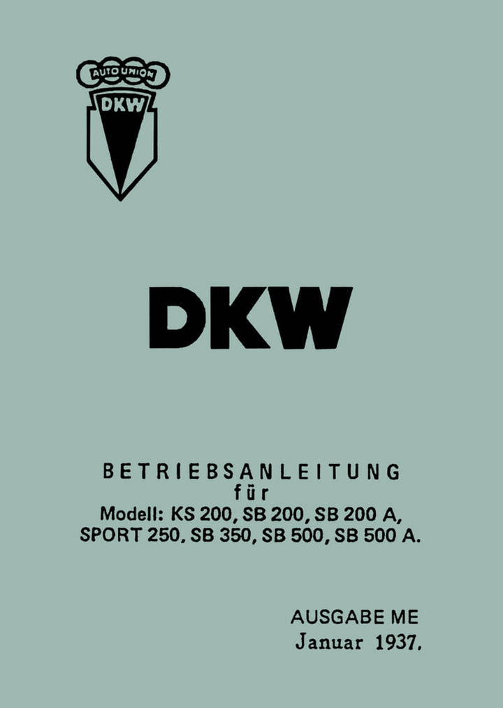 DKW KS200 SB200 SB250 SB350 SB500 SB200A SB500A Betriebsanleitung, Buchcover