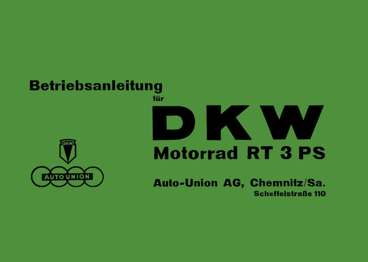 DKW Motorrad RT 3 PS Betriebsanleitung, Buchcover