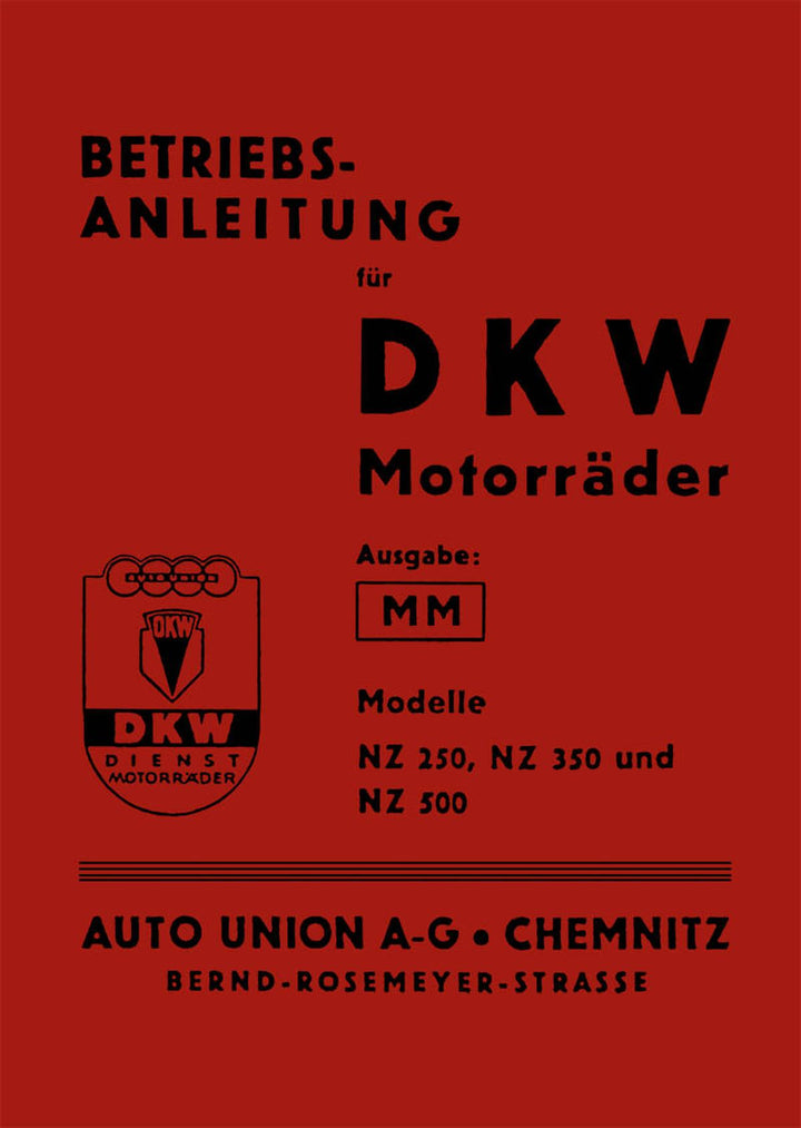 DKW NZ250 NZ350 NZ500 Betriebsanleitung, Buchcover