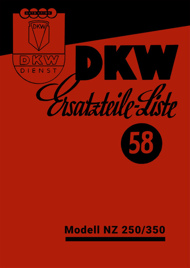 DKW NZ250 und NZ350 Ersatzteilkatalog, Buchcover