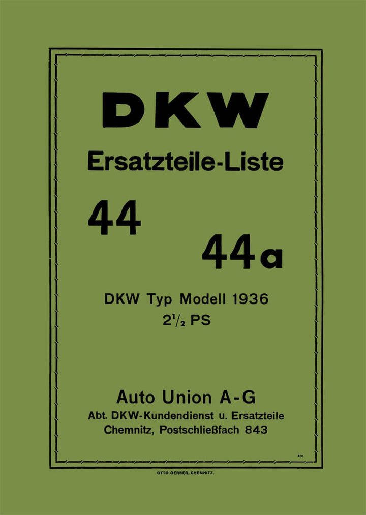 DKW RT100 Ersatzteilkatalog, Buchcover
