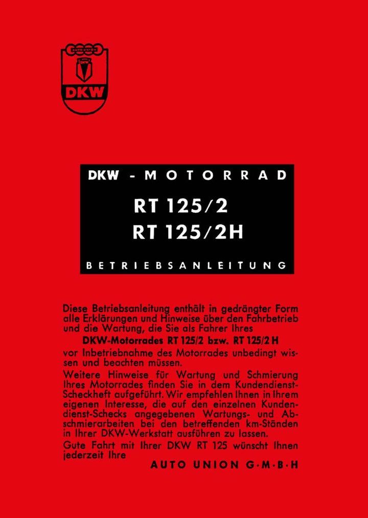 DKW RT125/2 RT125/2H RT175 Betriebsanleitung, Buchcover