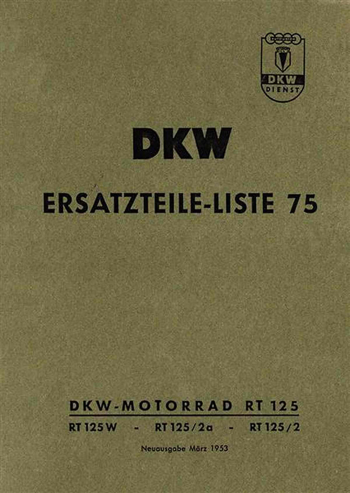 DKW RT125 Ersatzteilkatalog, Buchcover