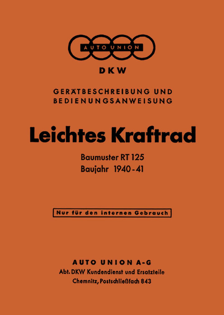 DKW RT125 Betriebsanleitung, Buchcover