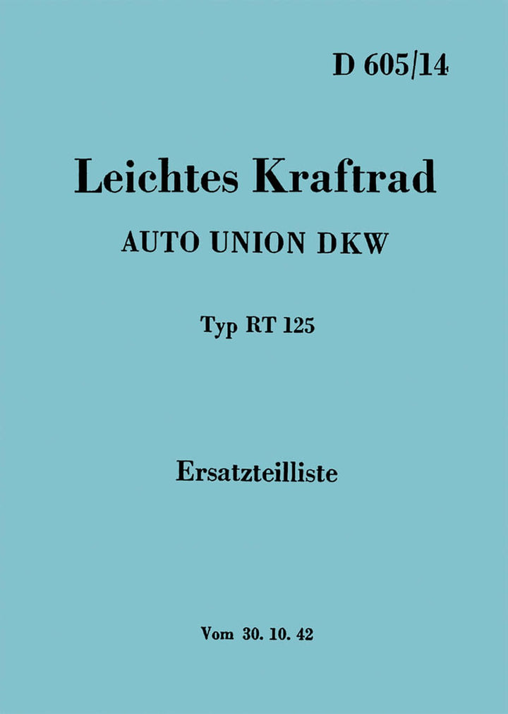 DKW RT125 WH Ersatzteilkatalog, Buchcover