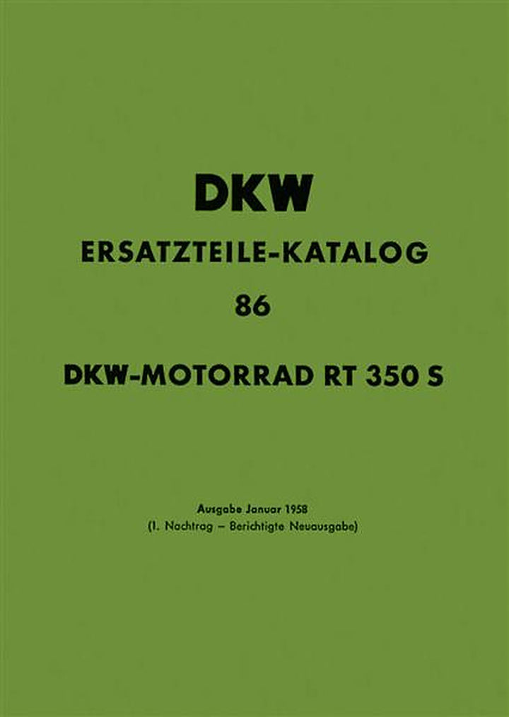 DKW RT350S Ersatzteilkatalog, Buchcover