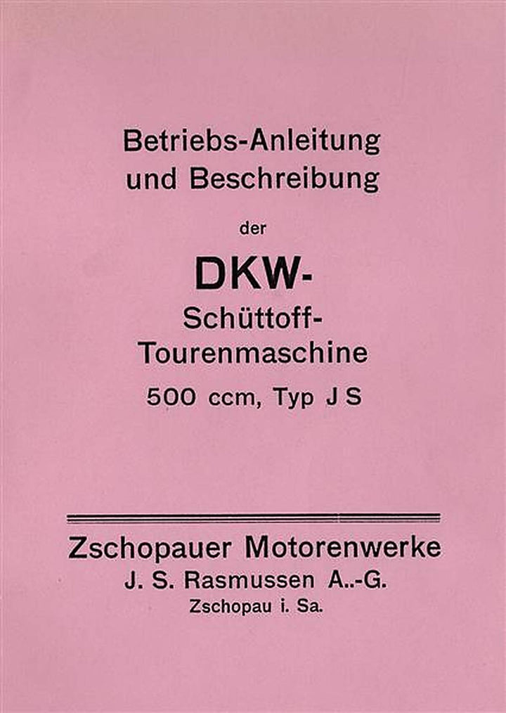 DKW Schüttoff JS 500 Tourenmaschine Betriebsanleitung, Buchcover