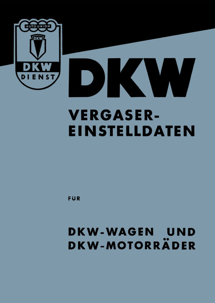 DKW Vergaser-Einstelldaten für Auto und Motorrad, Buchcover