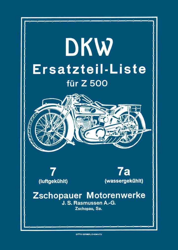 DKW Z500 Ersatzteilkatalog, Buchcover