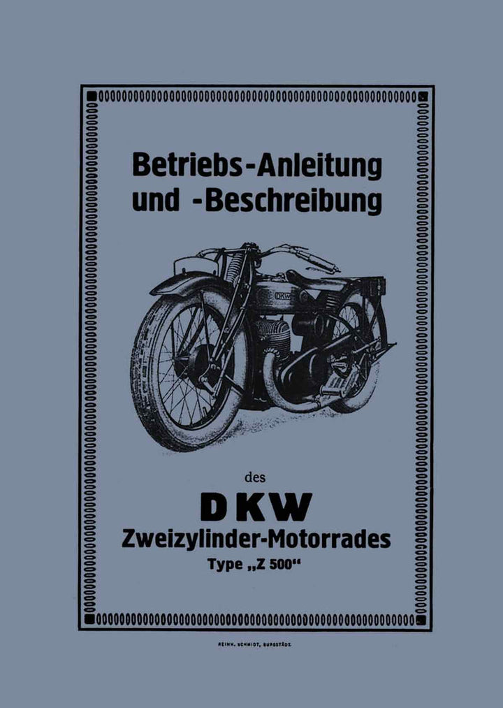 DKW Z500 Betriebsanleitung, Buchcover
