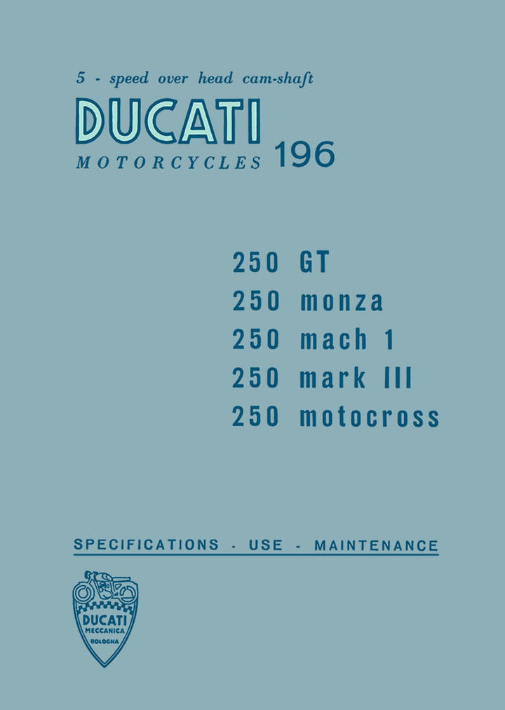 Ducati 250GT / Monza / Mach 1 / MK Instructions for use and maintenance, Buchcover