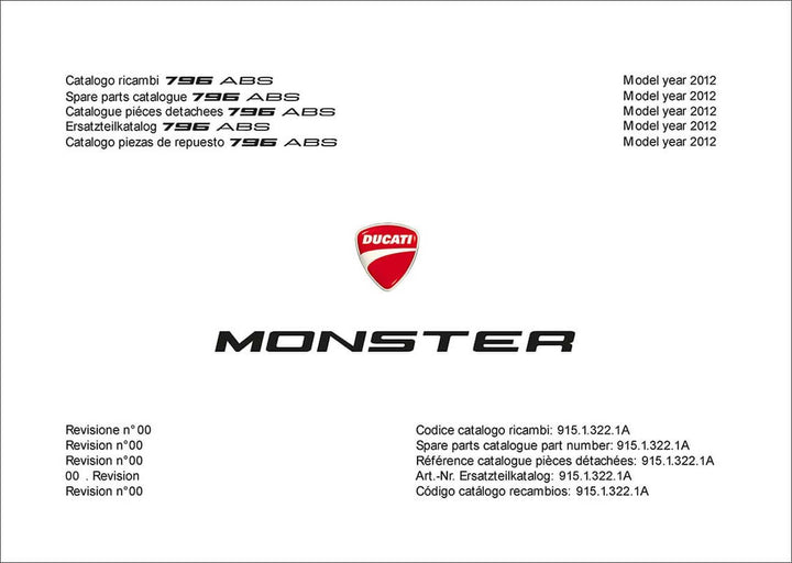 Ducati 796 ABS Monster Ersatzteilkatalog, Buchcover