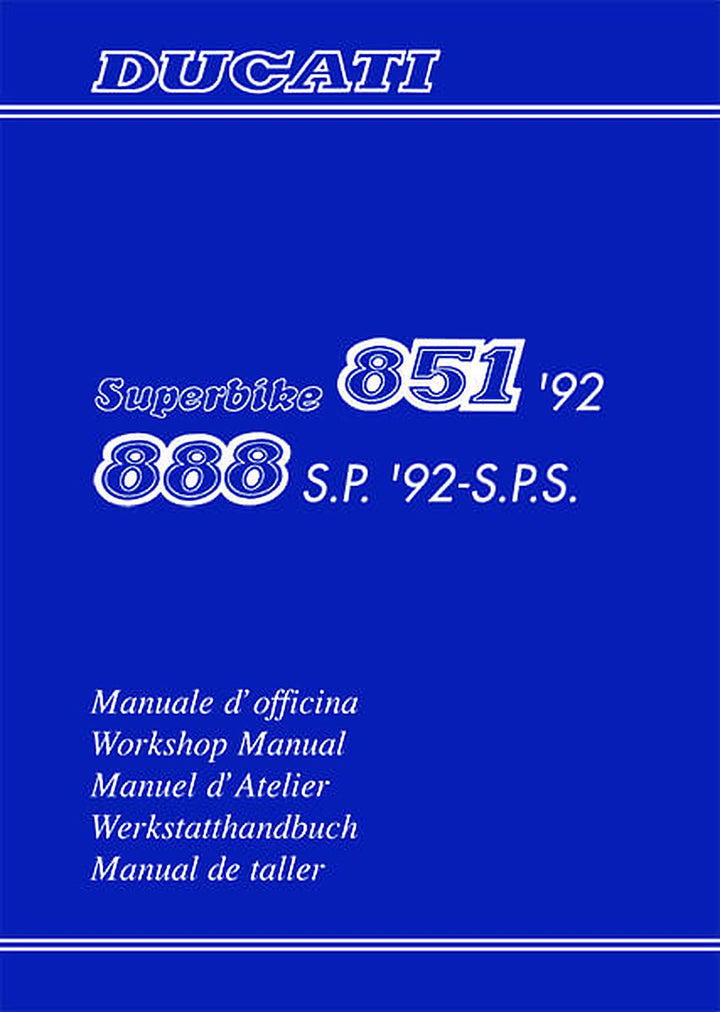 Ducati Superbike 851 MY1992 und 888 S.P. MY1992 Werkstatthandbuch, Buchcover
