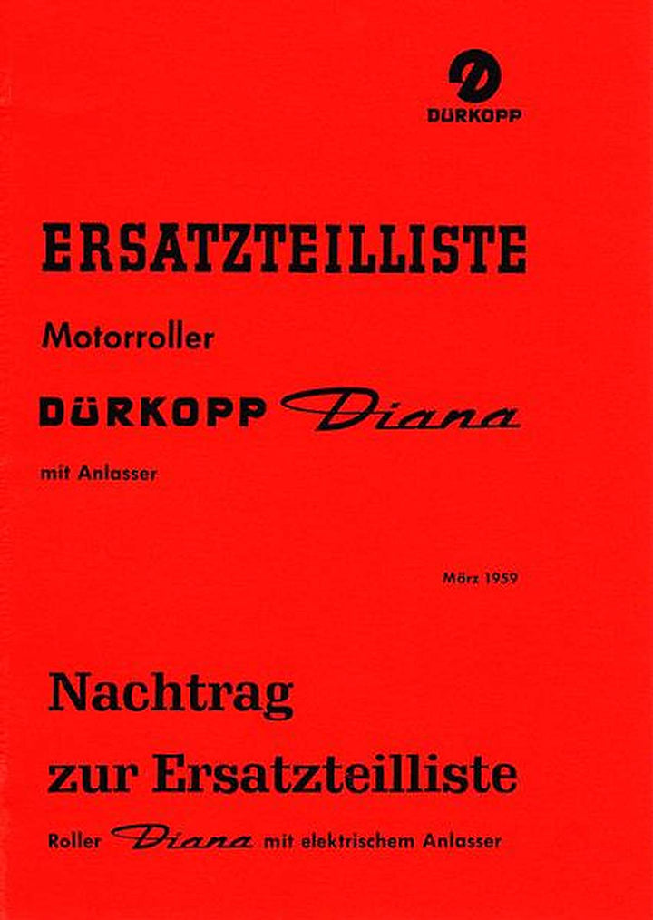 Dürkopp Diana mit Anlasser Ersatzteillkatalog, Buchcover