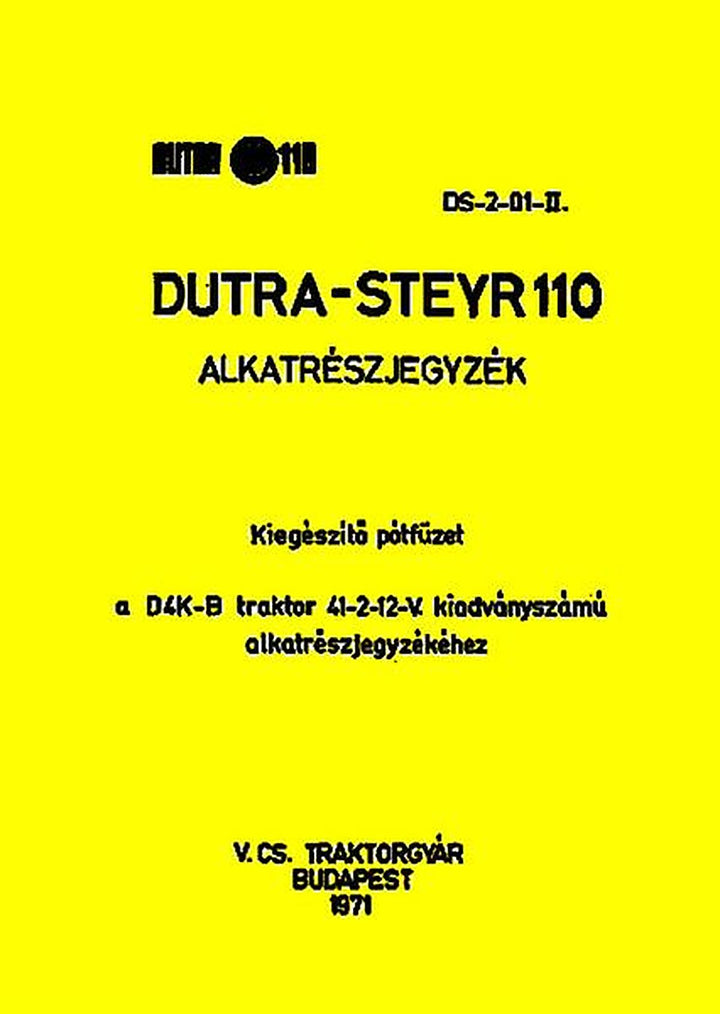 Dutra Steyr 110 Traktor Typ D4K-B Ersatzteilkatalog, Buchcover