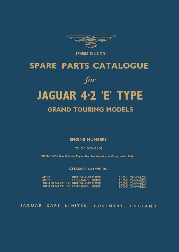 Jaguar E Type Spare Parts Catalogue, Buchcover