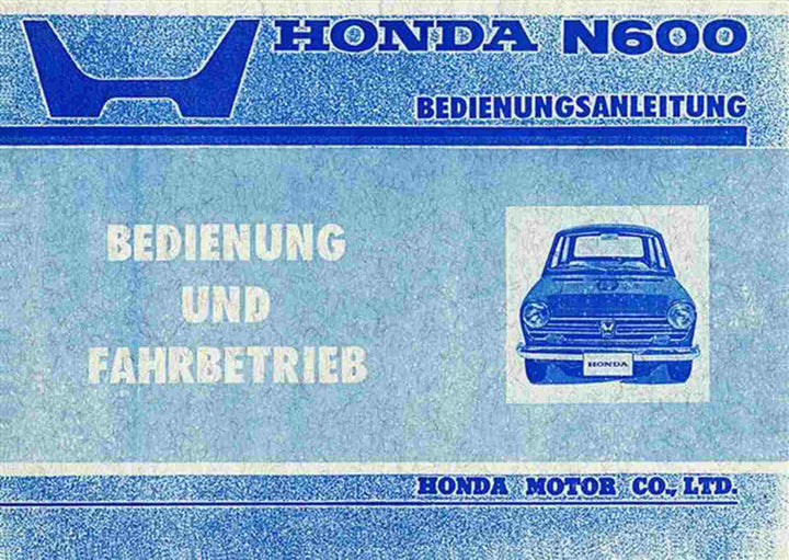 Honda N600 Betriebsanleitung, Buchcover