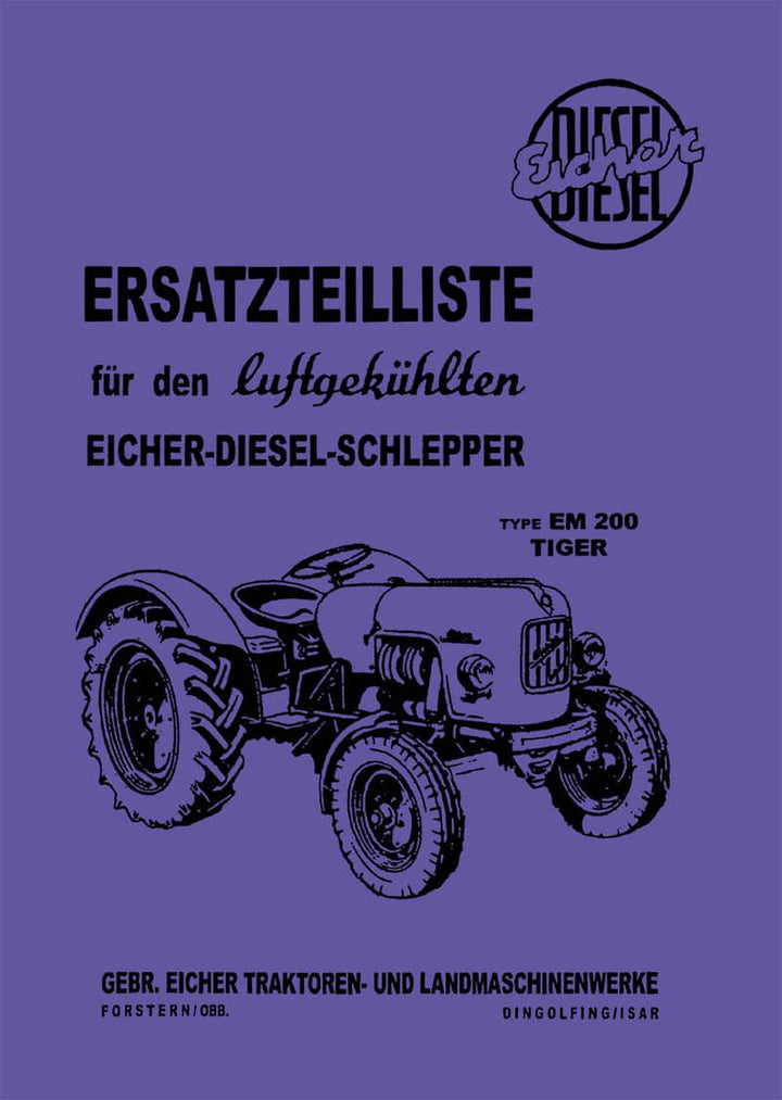 Eicher Tiger EM200 Traktor Ersatzteilkatalog, Buchcover