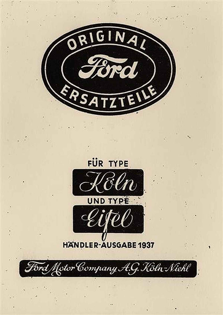 Ford Typen Eifel und Köln Ersatzteilkatalog, Buchcover