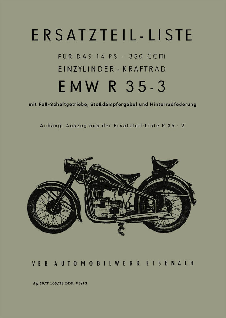 EMW R35/2 und R35/3 Ersatzteilkatalog, Buchcover