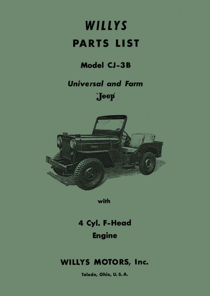 Willys Jeep CJ-3B Parts List, Buchcover